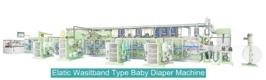 Full Automatic Disposable New Baby Diaper Machine Elastic Waistband Pampers Nappy Production Line